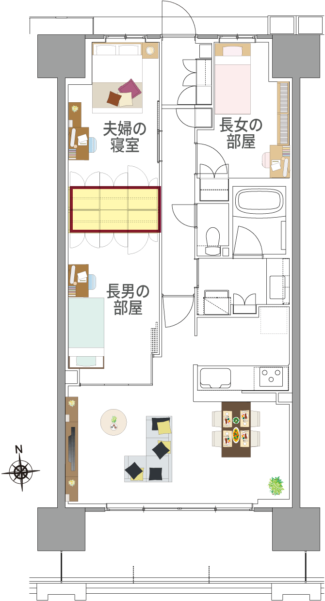 B type お子さま2人の4人家族の間取り例