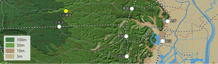 舞台は標高約50m、安定した武蔵野台地の高台。