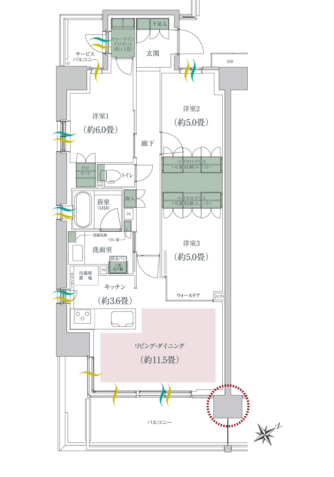 Kタイプの間取り