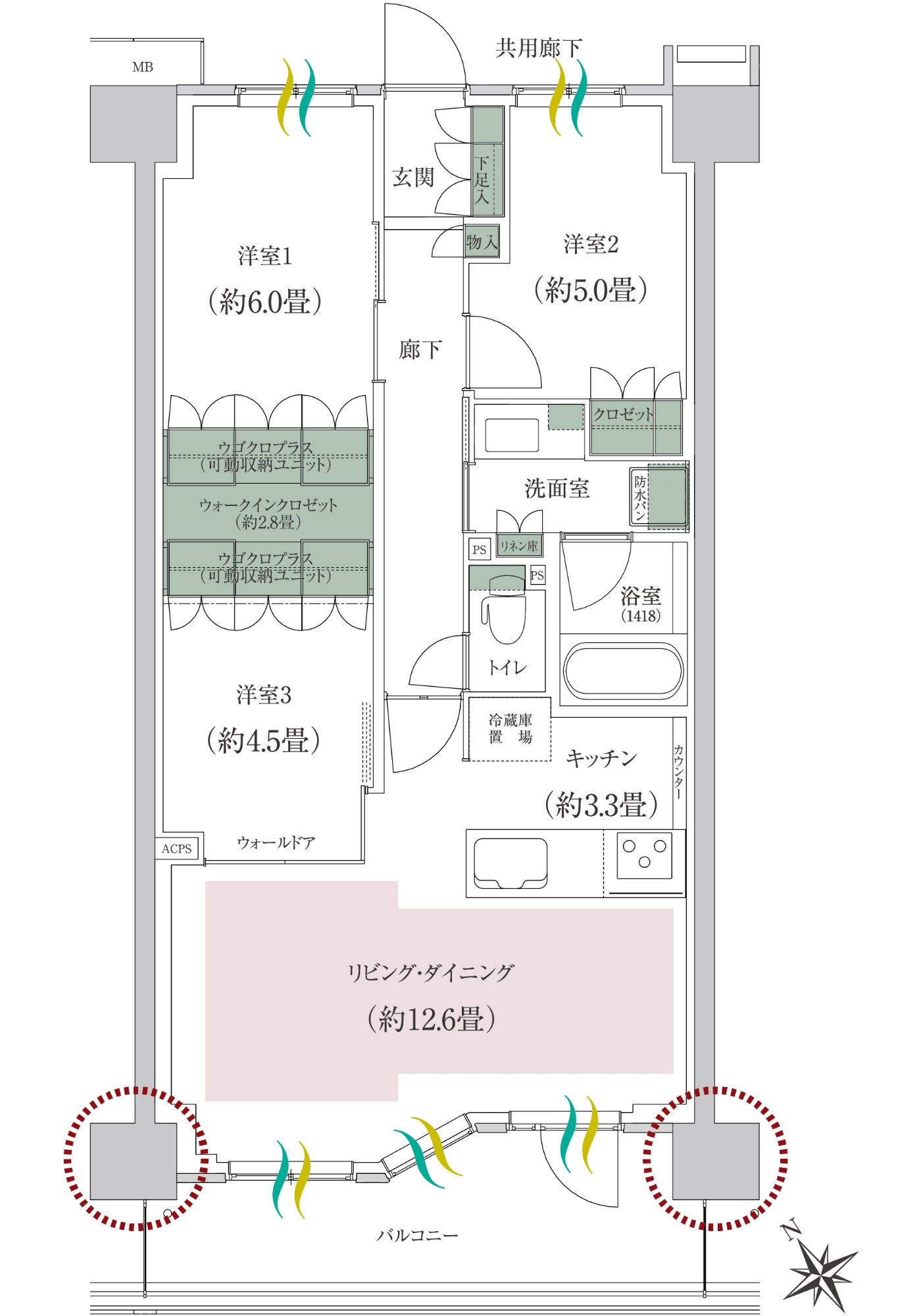 Nタイプの間取り