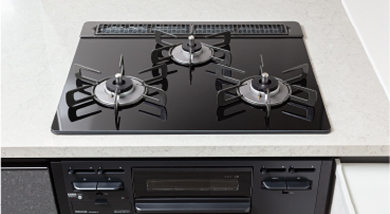 無水グリル付きガラストップコンロ